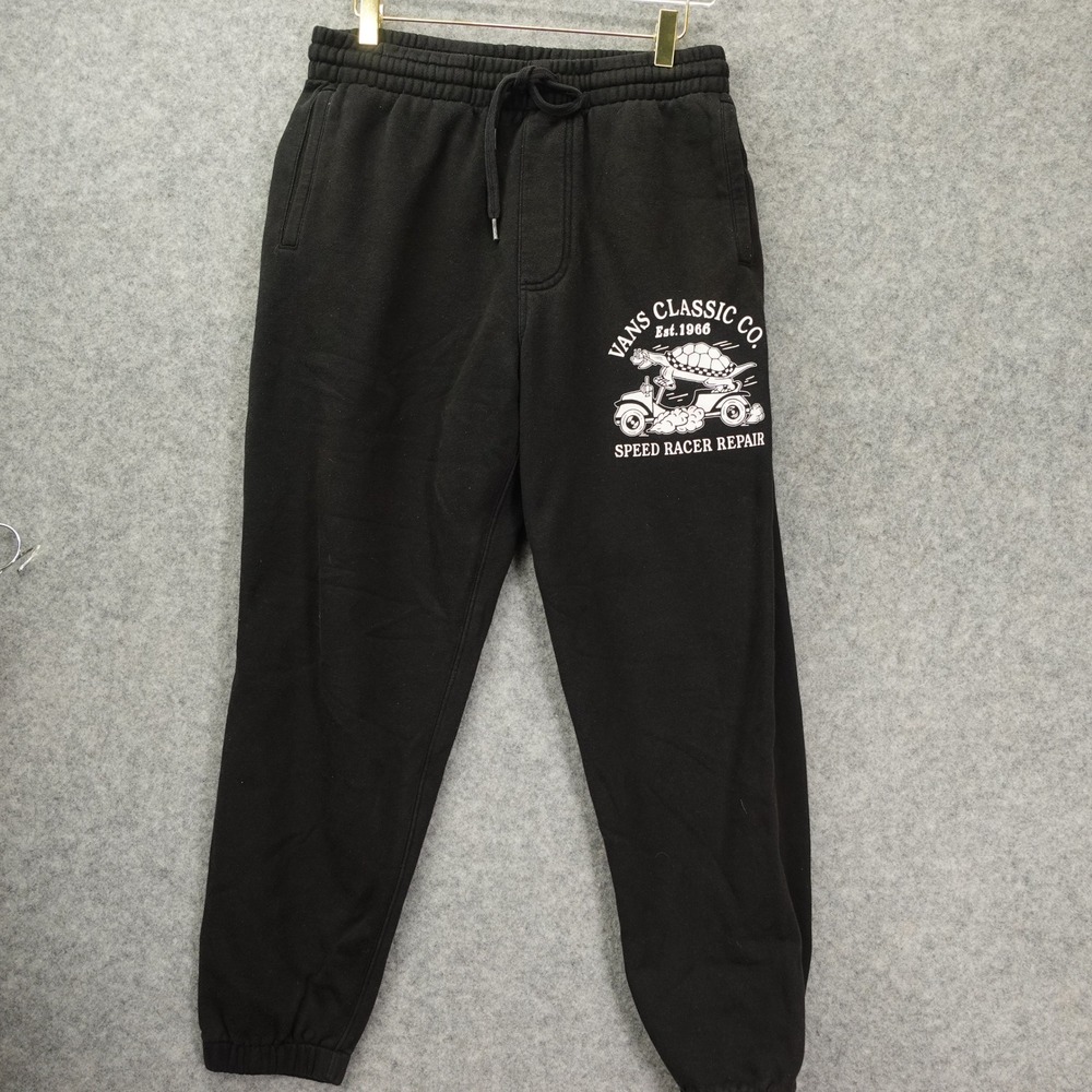 VANS Sweatpants Mens S Black Speed Racer Repair Turtle Graphic Jogger 30x27